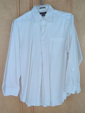 5 Men’s White Dress Shirts Perry Ellis Portfolio Stafford 15.5 32/33